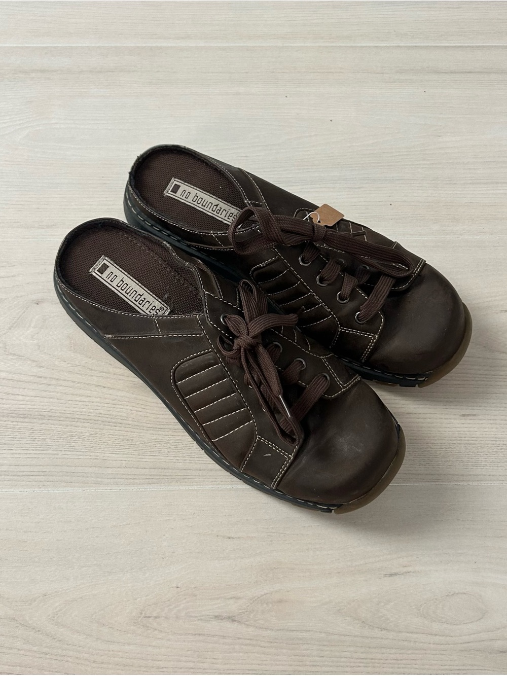 brown no boundaries slip on clogs
